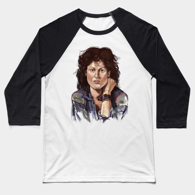 Ripley - Sigourney Weaver - Alien Baseball T-Shirt by Rowena Aitken